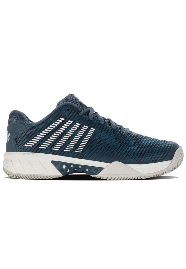 Buty do tenisa męskie K-Swiss Hypercourt Express 2 Hb. Zapięcie: sznurówki. Kolor: wielokolorowy, niebieski, szary. Materiał: materiał, syntetyk, tkanina. Szerokość cholewki: normalna. Sport: tenis