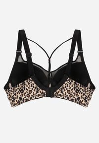 Renee - Panterkowy Biustonosz z Siateczkową Wstawką i Ozdobnymi Paskami przy Dekolcie Sabesa. Materiał: jeans. Wzór: paski #2