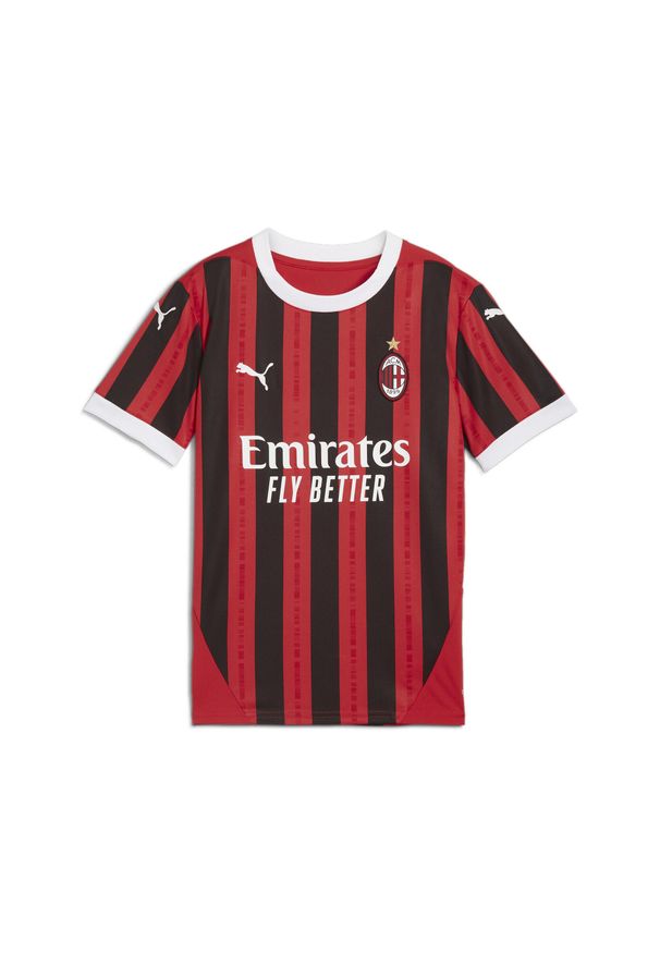 Koszulka Puma Acm Home Jersey Jr Dzieci. Kolor: czerwony, czarny, wielokolorowy. Materiał: jersey