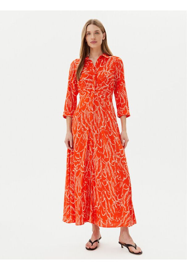 YAS Sukienka koszulowa Savanna 26022663 Pomarańczowy Loose Fit. Kolor: pomarańczowy. Materiał: wiskoza. Typ sukienki: koszulowe