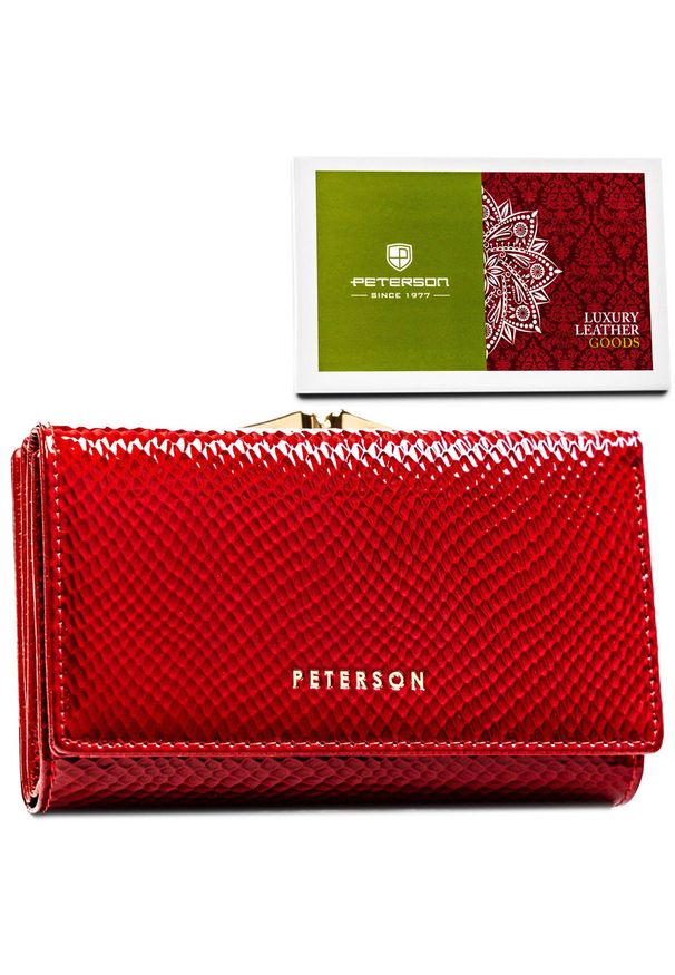 Portfel damski Peterson PTN 42108-DSL czerwony. Kolor: czerwony. Materiał: skóra