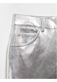 mango - Mango Spodnie skórzane Silver2 67091505 Srebrny Wide Leg. Kolor: srebrny. Materiał: skóra #3