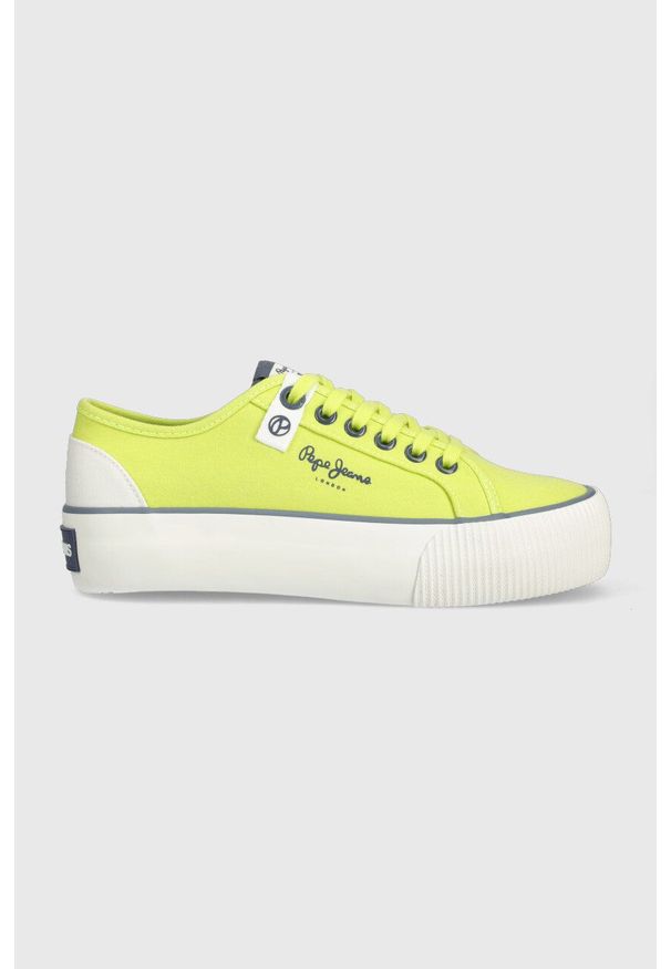 Pepe Jeans tenisówki OTTIS damskie kolor zielony. Kolor: zielony. Materiał: guma. Obcas: na platformie