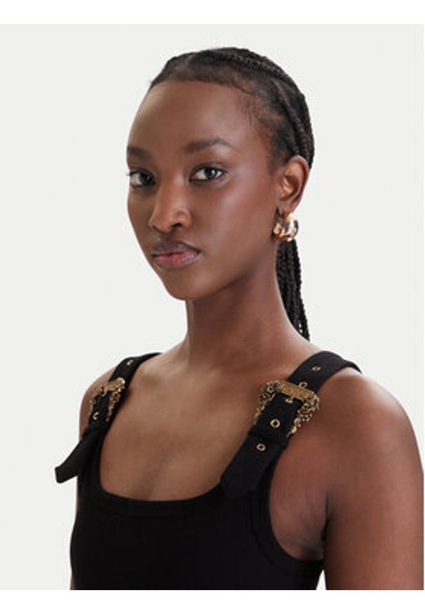 Versace Jeans Couture Top 80HAM619 J0198 Czarny Slim Fit. Kolor: czarny. Materiał: bawełna