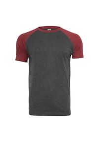 Urban Classics - T-shirt Męski Kontrastowa Raglanowa. Kolor: szary, czerwony, brązowy, wielokolorowy. Długość rękawa: raglanowy rękaw. Sport: turystyka piesza #1