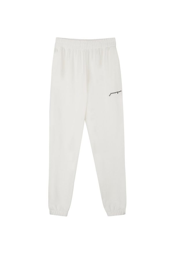JENESEQUA - Bawełniane spodnie dresowe. Kolor: biały. Materiał: dresówka, bawełna. Wzór: aplikacja