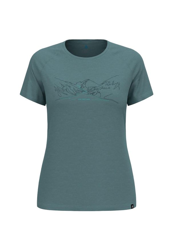 Odlo - Koszulka z krótkim rękawem damska ODLO Ascent PW 130 Run. Bike. Hike.. Kolor: turkusowy, niebieski, wielokolorowy. Materiał: wełna. Długość rękawa: krótki rękaw. Długość: krótkie. Sport: bieganie