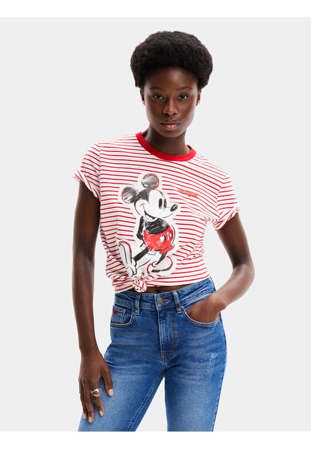 Desigual T-Shirt MICKEY Patch 24SWTK77 Czerwony Regular Fit. Kolor: czerwony. Materiał: bawełna