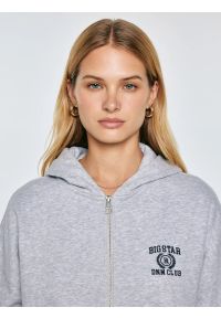 Big-Star - Bluza damska z kapturem rozpinana szara Madelina 901. Typ kołnierza: kaptur. Kolor: szary. Materiał: dresówka, dzianina. Wzór: haft, aplikacja. Styl: sportowy, elegancki #6