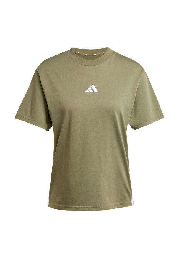 Adidas - Koszulka Essentials 3-Stripes Cotton. Kolor: beżowy, biały, wielokolorowy. Materiał: bawełna
