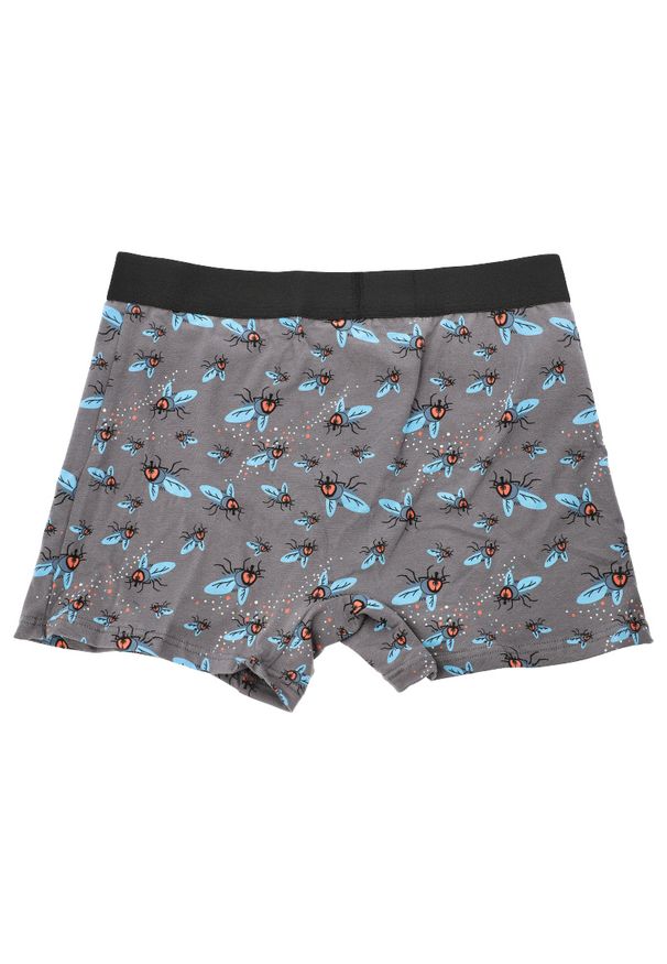 Szare Gładkie Męskie Bokserki Muchy Redo. Kolor: szary. Materiał: tkanina, bawełna, elastan. Długość: długie. Wzór: gładki