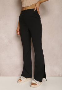 Renee - Czarne Spodnie Dzwony Evissa. Kolor: czarny. Materiał: koronka. Długość: krótkie. Wzór: jednolity. Styl: elegancki #4