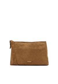 Kazar - Zamszowa torebka z regulowanym paskiem. Kolor: brązowy. Materiał: zamszowe. Rozmiar: duże. Styl: casual #1