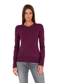 Guess - GUESS Bordowy damski cienki sweter. Kolor: czerwony #5