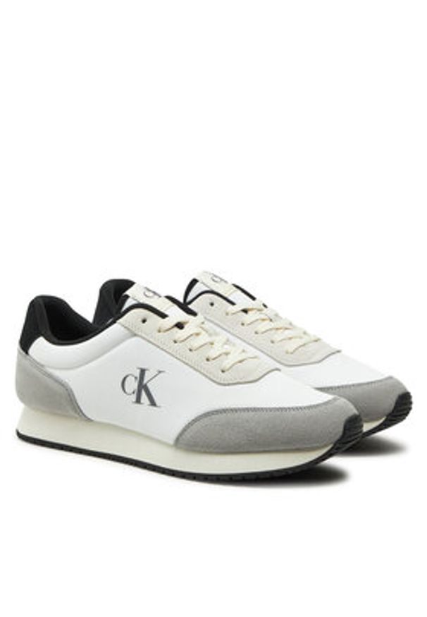 Calvin Klein Jeans Sneakersy Retro Runner Iconic Snk YM0YM01119 Biały. Kolor: biały. Materiał: zamsz, skóra