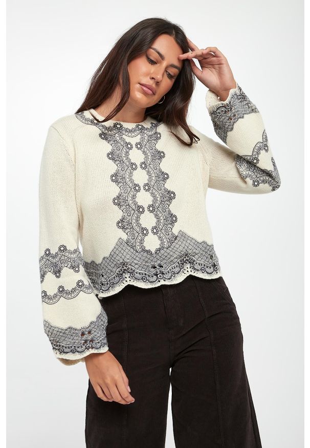 Twinset Milano - Sweter damski wełniany TWINSET. Materiał: wełna