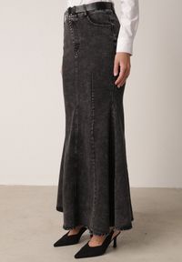 Born2be - Czarna Bawełniana Spódnica Denimowa o Kroju Syrenki z Paskiem Agenia. Okazja: na co dzień, na spotkanie biznesowe, do pracy. Kolor: czarny. Materiał: bawełna. Styl: casual, biznesowy, klasyczny #7