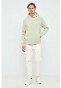 Calvin Klein bluza męska kolor zielony z kapturem gładka. Typ kołnierza: kaptur. Kolor: zielony. Materiał: dzianina. Wzór: gładki #3