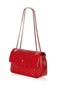 Ochnik - Czerwona skórzana lakierowana torebka damska. Kolor: czerwony. Materiał: skórzane. Styl: wizytowy, elegancki #7