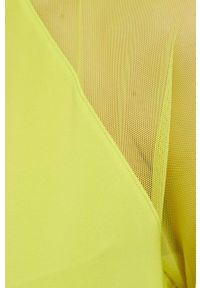 DKNY - Dkny bluzka P1LH7LIM damska kolor żółty gładka. Kolor: żółty. Materiał: materiał, dzianina. Długość rękawa: raglanowy rękaw. Wzór: gładki #2