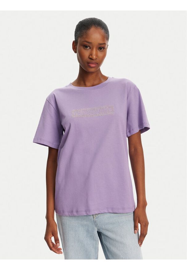 Patrizia Pepe T-Shirt 2M4422/J274-M531 Fioletowy Regular Fit. Kolor: fioletowy. Materiał: bawełna