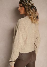 Renee - Beżowy Casualowy Sweter z Wełną Sassilae. Okazja: na co dzień. Kolor: beżowy. Materiał: wełna. Styl: casual