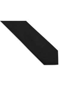 Adam Collection - Czarny wąski krawat męski, strukturalny materiał - paisley D310. Kolor: czarny. Materiał: materiał. Wzór: paisley