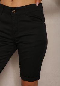Renee - Czarne Bermudy Szorty High Waist z Bawełny Vimaly. Stan: podwyższony. Kolor: czarny. Materiał: bawełna. Sezon: lato. Styl: elegancki #3