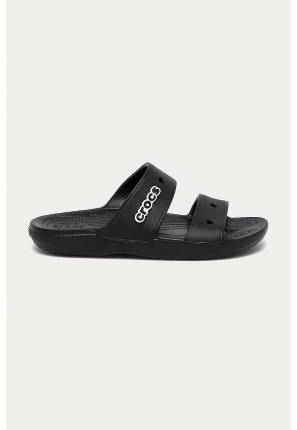 Crocs - Klapki. Kolor: czarny. Materiał: materiał. Wzór: gładki. Obcas: na obcasie. Wysokość obcasa: niski