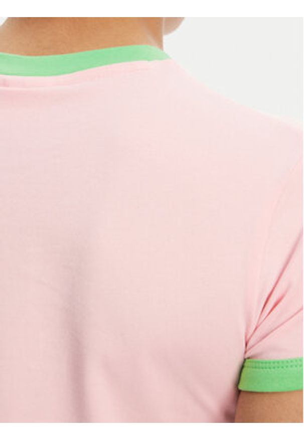 Juicy Couture T-Shirt Collegiate Ringer JCWCT125320 Różowy Slim Fit. Kolor: różowy. Materiał: bawełna