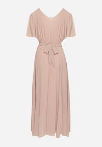 Born2be - Ciemnoróżowa Kopertowa Sukienka Maxi z Gumką w Pasie Narlin. Okazja: na studniówkę, na ślub cywilny, na wesele. Typ kołnierza: dekolt w serek. Kolor: różowy. Typ sukienki: kopertowe. Styl: klasyczny. Długość: maxi #3