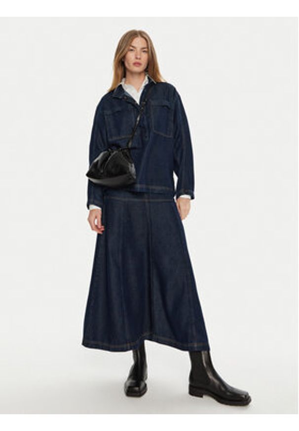 Munthe Bluzka Tuxa 243100024314 Granatowy Relaxed Fit. Kolor: niebieski. Materiał: jeans