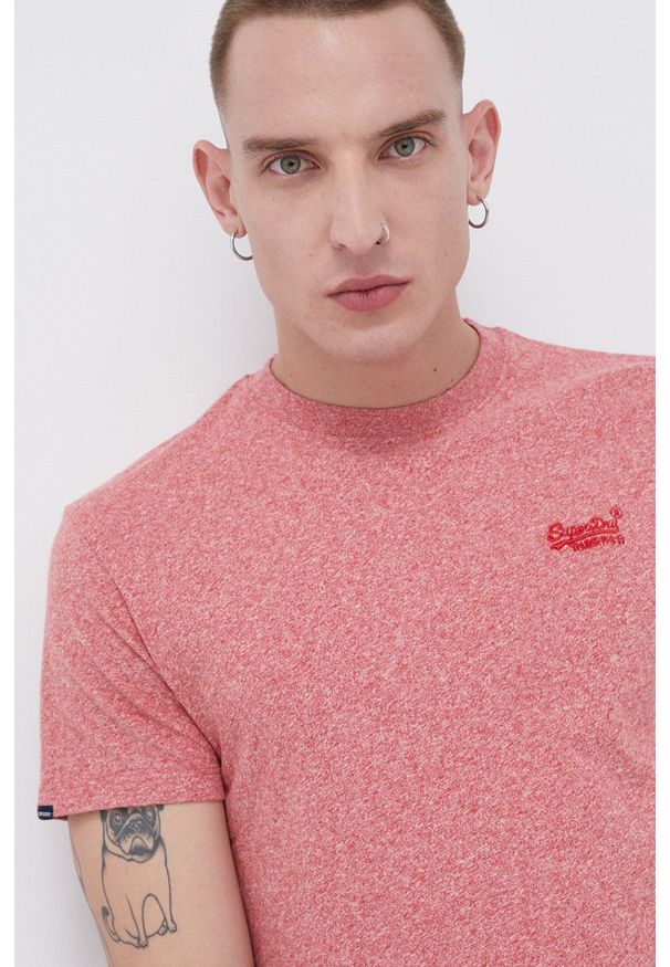 Superdry - T-shirt bawełniany. Okazja: na co dzień. Kolor: różowy. Materiał: bawełna. Styl: casual