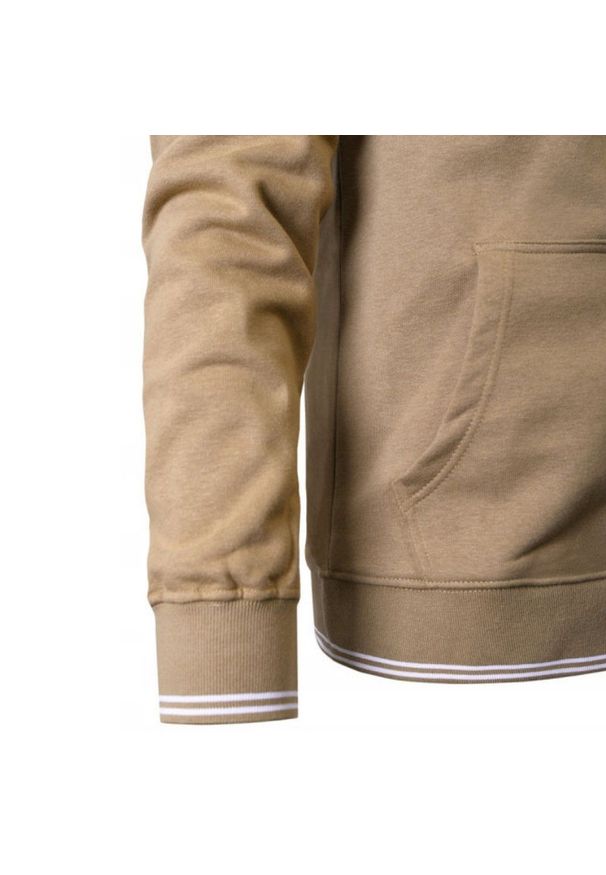 Rozpinana Bluza Męska z Kapturem - Pako Jeans - Beżowa. Typ kołnierza: kaptur. Kolor: beżowy, wielokolorowy, brązowy. Materiał: bawełna, poliester. Styl: klasyczny