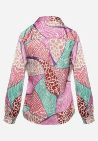 Born2be - Fuksjowa Koszula o Klasycznym Fasonie w Abstrakcyjny Wzór Aperiva. Kolor: różowy. Styl: klasyczny #3