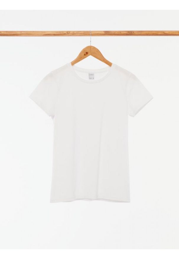 outhorn - Gładki t-shirt damski. Materiał: bawełna, elastan, jersey. Wzór: gładki