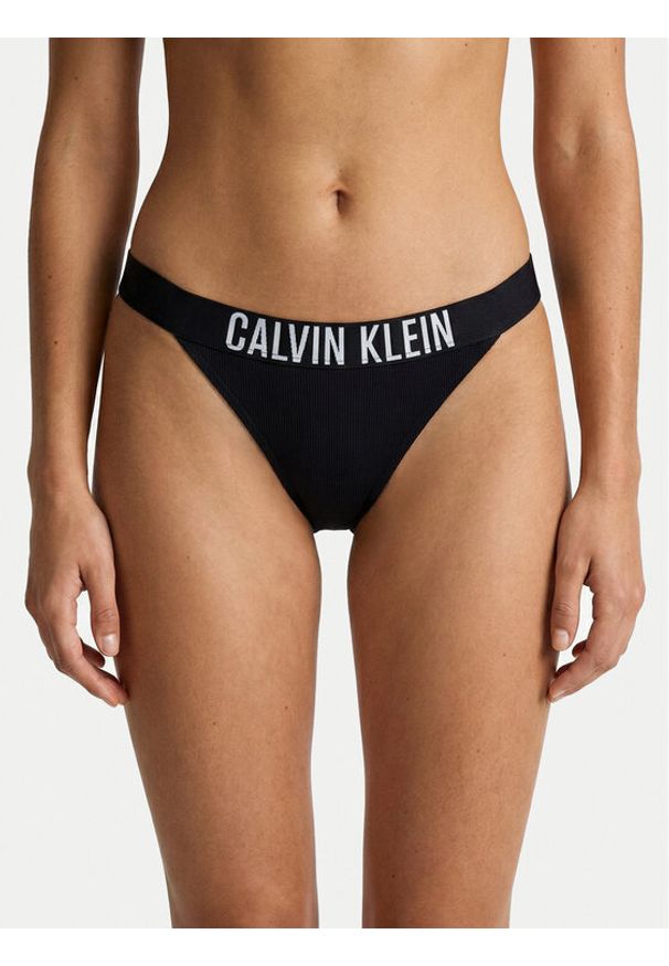 Calvin Klein Swimwear Dół od bikini LV00Q61218 Czarny. Kolor: czarny. Materiał: syntetyk