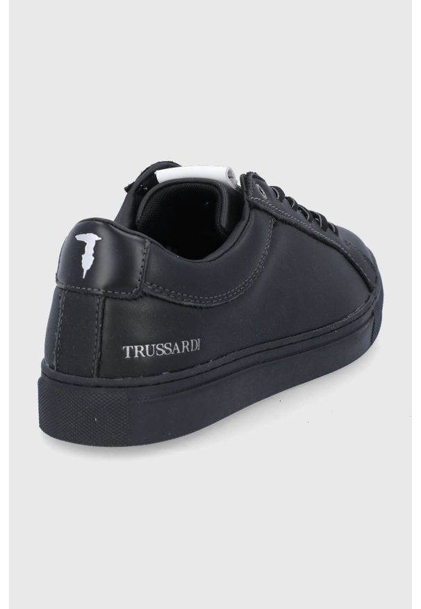 Trussardi Jeans - Trussardi Buty skórzane kolor czarny. Zapięcie: sznurówki. Kolor: czarny. Materiał: skóra