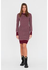 Guess - GUESS Bordowa damska sukienka, Rozmiar S. Okazja: na co dzień. Kolor: czerwony. Styl: casual