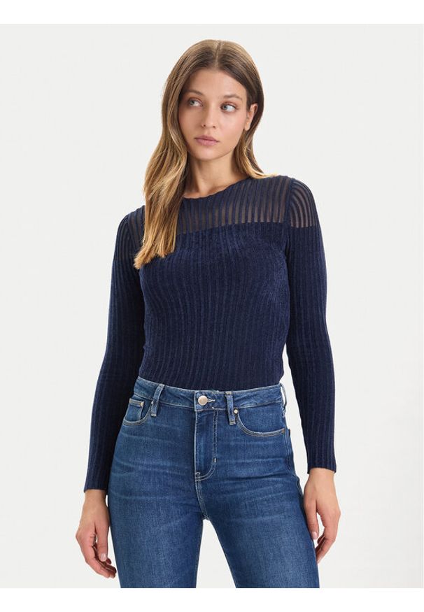 Guess Sweter W5BR62 Z0890 Granatowy Slim Fit. Kolor: niebieski. Materiał: syntetyk, wiskoza
