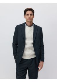 Reserved - Marynarka slim fit z domieszką wełny - granatowy. Kolor: niebieski. Materiał: wełna #1