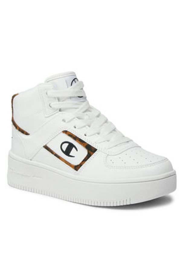 Champion Sneakersy Mid Cut Foul Play Plat Mid Animalie S11601-WW001 Biały. Kolor: biały. Materiał: skóra