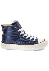 TOMMY HILFIGER - Granatowe Trampki Tommy Hilfiger Modne Pikowane Buty Damskie. Kolor: niebieski. Materiał: skóra ekologiczna, materiał. Szerokość cholewki: normalna. Styl: sportowy #7