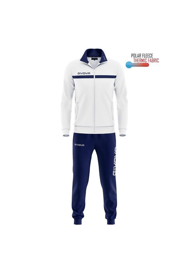 Dres Givova One Polarfleece z pełnym zamkiem 3XS chłopiec. Okazja: na uczelnię. Kolor: biały, niebieski, wielokolorowy. Materiał: dresówka. Styl: sportowy