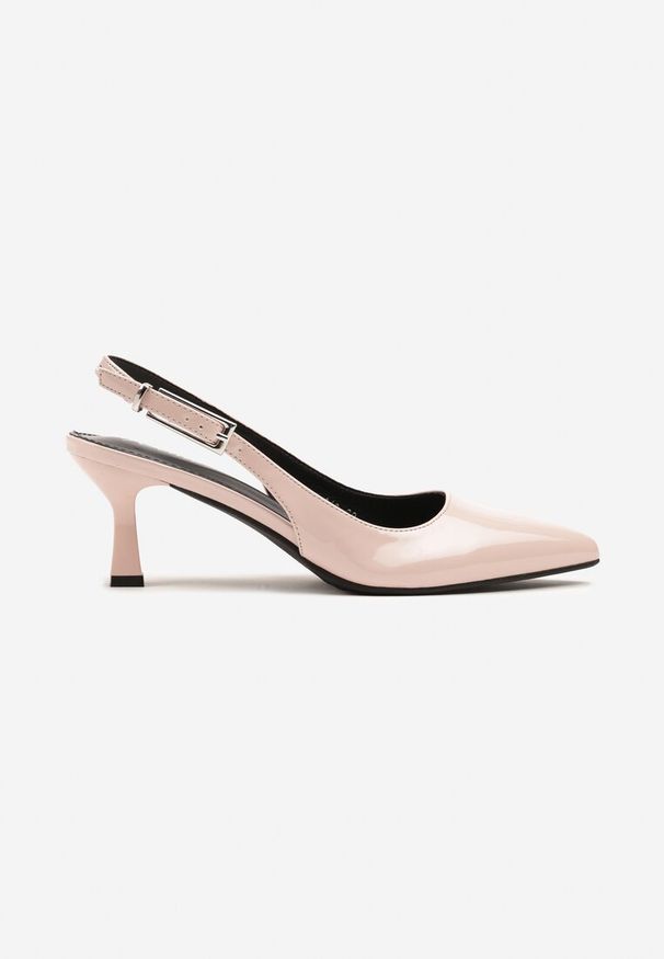 Renee - Różowe Sandały Slingback na Kaczuszce z Lakierowanym Wykończeniem Annive. Okazja: na co dzień. Kolor: różowy. Materiał: lakier. Obcas: na szpilce. Styl: elegancki, casual