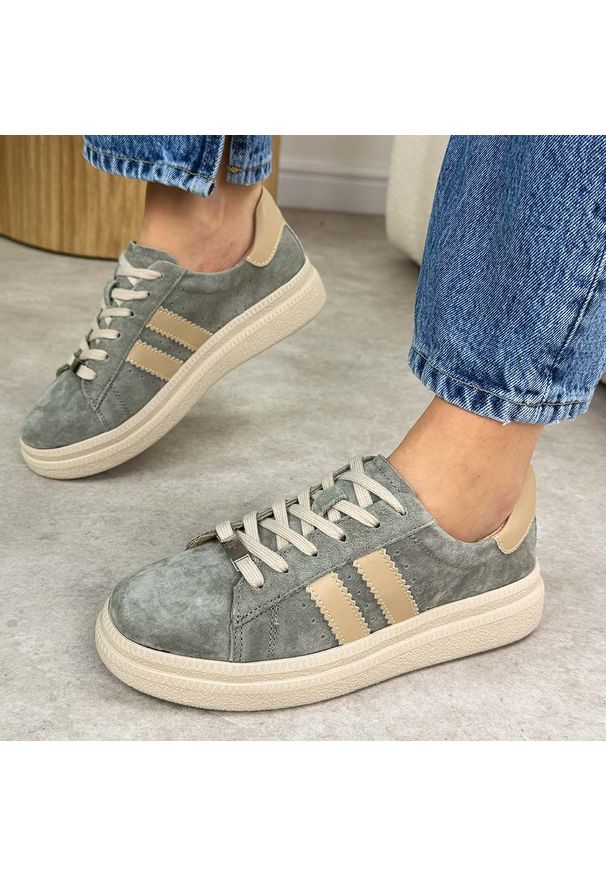 Khaki skórzane półbuty damskie Filippo Dp7499/26. Okazja: na co dzień. Kolor: brązowy. Materiał: skóra, zamsz. Szerokość cholewki: normalna. Sezon: jesień, wiosna. Obcas: na platformie. Styl: klasyczny, casual, elegancki