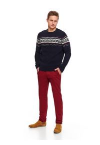 TOP SECRET - Sweter z norweskim wzorem. Kolor: niebieski. Materiał: wełna. Wzór: kolorowy. Sezon: zima, jesień. Styl: klasyczny #3