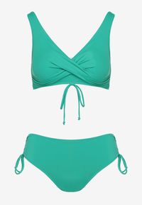 Renee - Ciemnozielone Bikini Biustonosz i Majtki Figi z Wiązaniem Kinalisa. Kolor: zielony