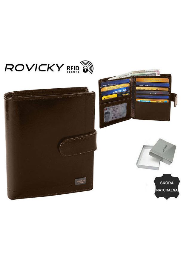 ROVICKY - Portfel skórzany Rovicky PC-106L-BAR c. brązowy. Kolor: brązowy. Materiał: skóra