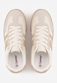 Born2be - Ciemnobeżowe Sneakersy Kultowe Tenisówki z Plecioną Strukturą Loraebelle. Nosek buta: okrągły. Zapięcie: sznurówki. Kolor: beżowy. Materiał: skóra, materiał. Obcas: na obcasie. Wysokość obcasa: niski #6